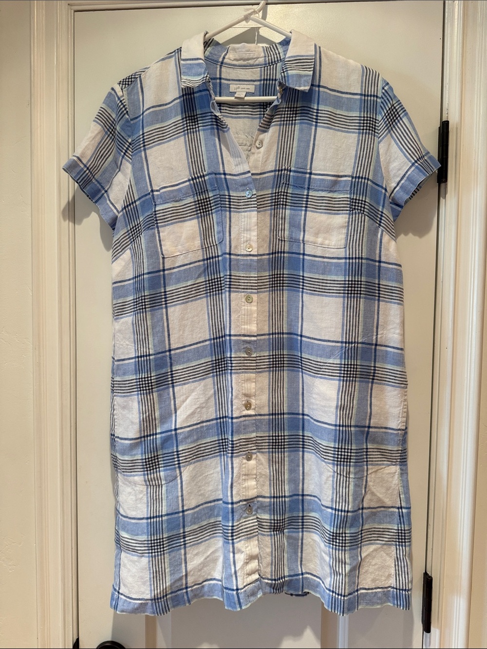 J.Jill Love Linen Plaid Shirt Dress | Large Petite
